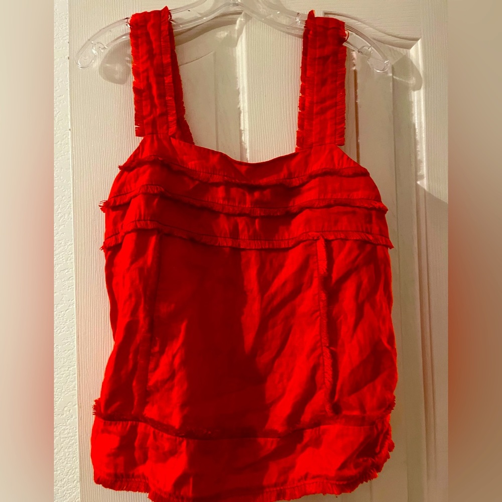 J Crew women’s linen red/ orange summer top size 6